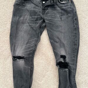 Levi's Black Distressed Ankle Jeans